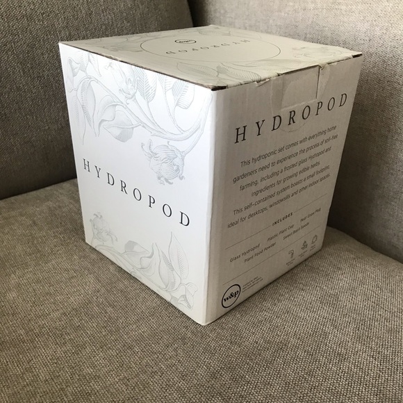 Hydropod 5-piece sweet basil set with frosted glass water receptacle new in box - Picture 3 of 5